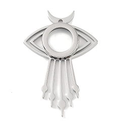 Нержавеющая Сталь Цвет 304 медальон из нержавеющей стали, большие подвески, со стеклом, очарование глаз, цвет нержавеющей стали, 57.5x39.5x6 мм, отверстие : 2.2 мм