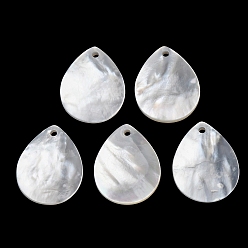 Teardrop Натуральный белый оболочки подвески, белые, очарование слезы, 22x17.5x2 мм, отверстие : 1.4 мм