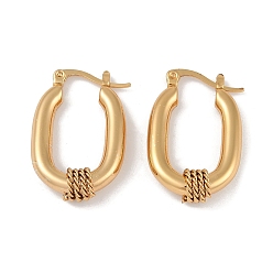 Золотой Ионное покрытие (ip) 201 овальные серьги-кольца из нержавеющей стали, с 304 штифта из нержавеющей стали, золотые, 29x6.5 мм