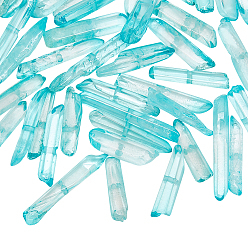 Светло-голубой 1 нити из натурального кварцевого хрусталя бусины нити, окрашенные, самородки, светло-голубой, 15~30x4~8x4~7 мм, отверстие : 1 мм, 8 дюйм