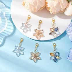 Золотой 6 шт. 3 цвета гальванизированные ромбовидные стеклянные подвесные украшения, с цинковым сплавом застежками омаров коготь, золотые, 45 мм, 2 шт / цвет