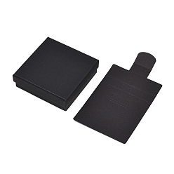 Черный Картонные бумажные коробки для упаковки браслетов, с губкой внутри, квадрат с демонстрационной карточкой, чёрные, 9x9x3 см