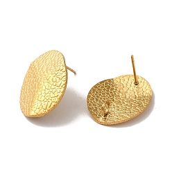 Золотой Ионное покрытие (ip) 304 детали серег из нержавеющей стали, с вертикальной петлей, текстурированный овал, золотые, 20x16 мм, отверстие : 2.5 мм, штифты : 0.7 мм