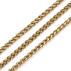 Золотой 304 из нержавеющей стали цепи пшеницы, несварные, ионное покрытие (ip), с катушкой, золотые, 2~2.5 мм