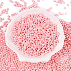 Pink Бисер из стекла , непрозрачных цветов, круглые, розовые, 3.5~4x3~3.5 мм, отверстие : 0.8~0.9 мм, Около 4500 шт / фунт