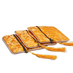 Золотистый Мешочки на молнии из полиэстера с цветочным принтом для хранения ювелирных изделий, с кистями, квадратный, золотые, 12x12 см