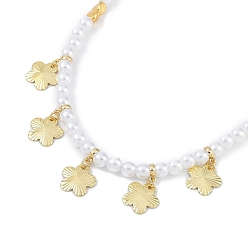 Цветок 6Мм круглые бусины из искусственного жемчуга ABS, стойка плакировка латунные нагрудники ожерелья, без кадмия и без свинца, долговечный, цветок, 16.38 дюйм (41.6 см)