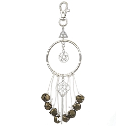 Платина Украшения из сплава со звездами и кольцами, Железные колокольчики ведьмы и кисточка для ключей из сплава для подвесных украшений для домашней стены и двери, платина, 185~190x55 мм