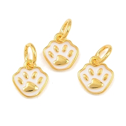 Золотой 925 подвески с белым отпечатком лапы из стерлингового серебра, с прыгающими кольцами и 925 штампом, золотые, 8x7x1 мм, отверстие : 3 мм