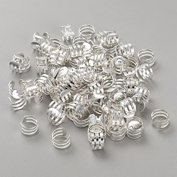 Серебро Железные дреды бусы украшение для волос, манжеты для волос, серебряные, 9x6 мм, отверстие : 8 мм, внутренний диаметр: 8 мм