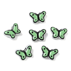 Зеленый Прозрачные стеклянные эмалевые бусины, бусины ручной работы, бабочка, окрашенная и подогревом, зелёные, 10x14~14.5x6~6.5 мм, отверстие : 1 мм