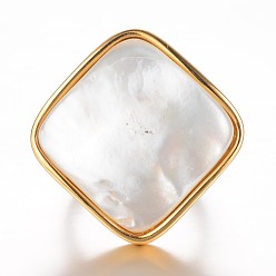 Золотой Ионное покрытие (ip) 304 широкополосные кольца из нержавеющей стали, с оболочкой, ромб, Размер 8, золотые, 18 мм