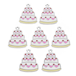 Ярко-Розовый Подвески из эмали и сплава, без кадмия и без свинца, торт, ярко-розовый, 23.5x19.5x1.5 мм, отверстие : 2 мм