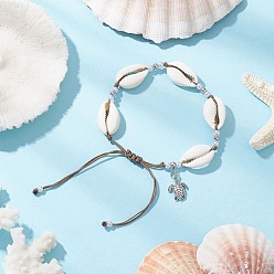 Верблюжий Браслеты с подвесками в виде черепахи из сплава, Браслеты из искусственного жемчуга и натуральных ракушек каури для женщин, верблюжие, 2~3-3/8 дюйм (5.05~8.5 см)