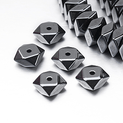 Non-magnetic Hematite Non-magnetic Synthetic Hematite Beads Strands, Faceted, Square, 8x8x4mm, Hole: 1mm, about 97pcs/strand, 15.1 inch(38.5cm)