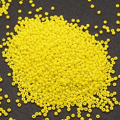 Yellow 12/0 Glass Seed Beads, Grade A, Round, Opaque Colours, Yellow, 1.8~2.0mm, Hole: 0.8mm, about 28000pcs/pound
