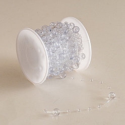 Серебро Рождественская пластиковая гирлянда из жемчуга и бисера для украшения елки своими руками, серебряные, 8 мм, 10 м / рулон