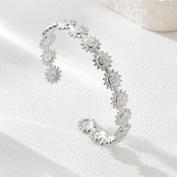 Нержавеющая Сталь Цвет Солнце 304 браслеты-манжеты из нержавеющей стали с открытыми звеньями для женщин, не тускнеет, цвет нержавеющей стали, внутренний диаметр: 2 дюйм (5.2 см)