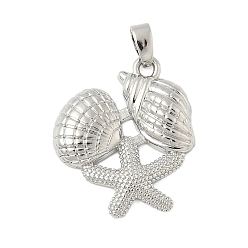 Платина Латунные подвески, без кадмия и без свинца, тема раковины, платина, 23.5x19.5x3.5 мм, отверстие : 4x2 мм