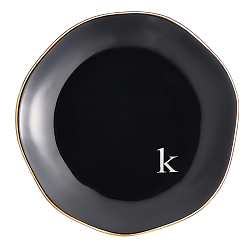 Letter K Круглое керамическое блюдо для украшений, ювелирная тарелка, лоток для хранения колец, , серьга, Письмо K, 120x19.5 мм