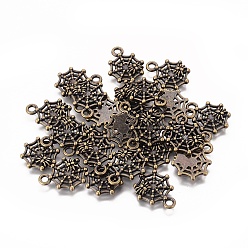 Античная Бронза Хэллоуин ювелирные изделия тибетского стиля сплава подвески, без кадмия, без никеля и без свинца, паук, античная бронза, 17x14x2 мм, отверстие : 2 мм