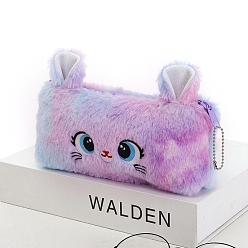 Лиловый Пенал из полиэстера с мультяшным котом, сумки на молнии, универсальный держатель для ручек, для офиса и школьных принадлежностей, сирень, 100x200 мм