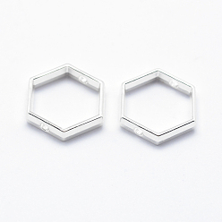 Посеребрённый Долговечная оправа из сплава, шестиугольник, 925 серебро покрытием, серебряные, 12.5x12.5x2.5 мм, отверстие : 1 мм