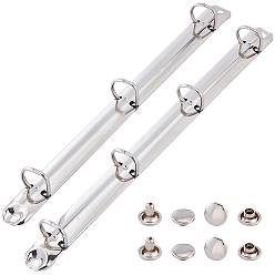 Нержавеющая Сталь Цвет Стальные переплетные гребни, 3-кольцо и 4-кольцо шарнирный зажим для переплетного переплета, гребенчатые связывающие шипы, цвет нержавеющей стали, 292x23.5x23.5 мм, отверстие : 4x5 мм