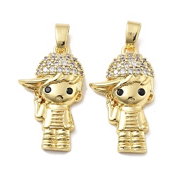 Настоящее золото 18K Мальчик латунь микро проложить Цирконом подвески, без кадмия, без никеля и без свинца, реальный 18 k позолоченный, 23.5x13.5x5 мм, отверстие : 5x3 мм