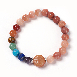 Aventurine Natural & Synthetic Mixed Stone and Aventurine Beads Stretch Bracelets, 2-1/8 inch(5.3~5.5cm)