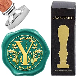 Letter Y Наборы штампов для скрапбукинга своими руками, 1поликарбонатная латунная восковая печать с серебряным покрытием и 1поликарбонатной деревянной ручкой, Письмо Y, штамп: 25x15 мм