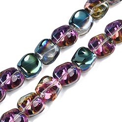 Камелия Стеклянные бусины с гальваническим покрытием , гальваническое покрытие, квадратный, камелия, 10.5x10.5~11x6.5 мм, отверстие : 1 мм, около 59~60 шт / нитка, 25.12~25.59 дюйм (63.8~65 см)