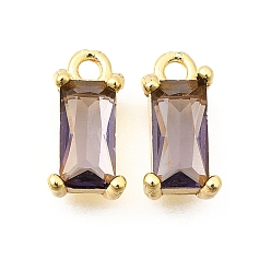 Золотой Латунь стекло кулоны, прямоугольник амулеты, граненые, стойки покрытие, долговечный, без свинца и без кадмия, прозрачные, золотые, 11x5x4 мм, отверстие : 1.4 мм