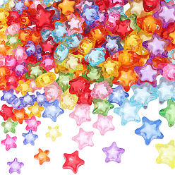 (52) Непрозрачная лаванда 300 шт 3 стили прозрачные акриловые бусины, бусина в бусине, звезда, граненые, разноцветные, 12~20x11~18x8~12 мм, отверстие : 2~3 мм