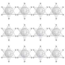 Серебро 12шт. пластиковые кабошоны в форме гексаграммы, серебряные, 73x64x2.5 мм