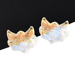 Сэнди Коричневый Подвески-соединители из прозрачного гальванического стекла, лисы, песчаный коричневый, 22~23x25x7 мм, отверстие : 1.8 мм