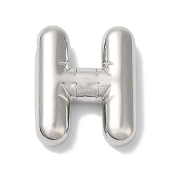 Letter H Не тускнеющие 304 подвески из нержавеющей стали, буквенное очарование, Письмо ч, 20.5x16.5x5 мм, отверстие : 2 мм