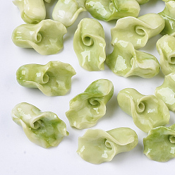 Желто-Зеленый Синтетических коралловых бусин, окрашенные, два тона, каллы, желто-зеленый, 15x10x9 мм, отверстие : 1.5 мм