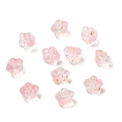 Pink Прозрачные стеклянные бусины, бусины в форме колокольчика, петуния, с блеском порошок, градиент цвета, розовые, 10x10.5x8 мм, отверстие : 1.2 мм, 1526 шт / 1000 г