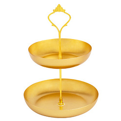 Doré  Présentoir à bijoux en fer avec plateau rond, or, 23x16 cm
