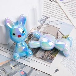 Deep Sky Blue UV Plating Opaque Acrylic Beads, Rabbit, Deep Sky Blue, 38.6x20x12mm, Hole: 2.5mm