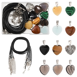 (52) Непрозрачная лаванда Набор для самостоятельного изготовления ожерелья, включая подвески в форме сердца из натуральных и синтетических камней, воском хлопка ожерелье шнура решений, разноцветные, 435 мм