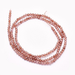 Orange Natural Garnet Beads Strands, Round, Faceted, Orange, 2mm, Hole: 0.5mm, about 174pcs/strand, 15.5 inch(39.5cm)
