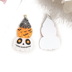 Тыква Акриловые подвески с принтом на хэллоуин, оранжевые, тыква, 44x24 мм