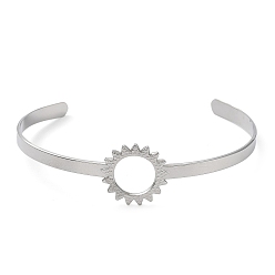 Stainless Steel Color 304 Stainless Steel Hollow Sunflower Cuff Bangle for Women, Stainless Steel Color, Inner Diameter: 2-1/2 inch(6.3cm)