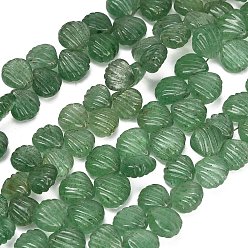 Cuarzo Fresa Hilos de cuentas talladas de cuarzo verde fresa natural, shell forma, superior perforado, con la borla, 8~10x7.5~9.5x4~5 mm, agujero: 0.3 mm, sobre 32~36 unidades / cadena, 12.60'' (32 cm)