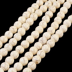 White Synthetic Turquoise Beads Strands, Dyed, Round, White, 8mm, Hole: 1mm, about 50pcs/strand, 15.35 inch