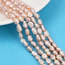 Темный Лосось Нити из натурального культивированного пресноводного жемчуга, двух сторон полированной, класс 2а+, темный лосось, 5~6 мм, отверстие : 0.6 мм, около 45~46 шт / нитка, 13.23~13.50'' (33.6~34.3 см)