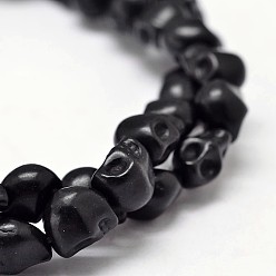 Black Dyed Synthetic Turquoise Bead Strands, Skull, Black, 8x6x7mm, Hole: 1mm, about 48~49pcs/strand, 15.3~15.5 inch