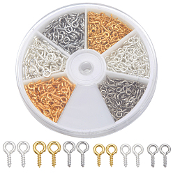 (52) Непрозрачная лаванда 540 шт. 6 стили железный винт проушина колышки поручни, за половину пробурено бисера, золотой и серебряный, 8~10x4~5x1~1.2 мм, отверстие : 2~2.8 мм, 540шт / коробка